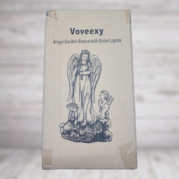 Voveexy Angel Garden Statue, Solar Garden Figurine Lotus Outdoor Decor with Warm - Picture 2 of 6